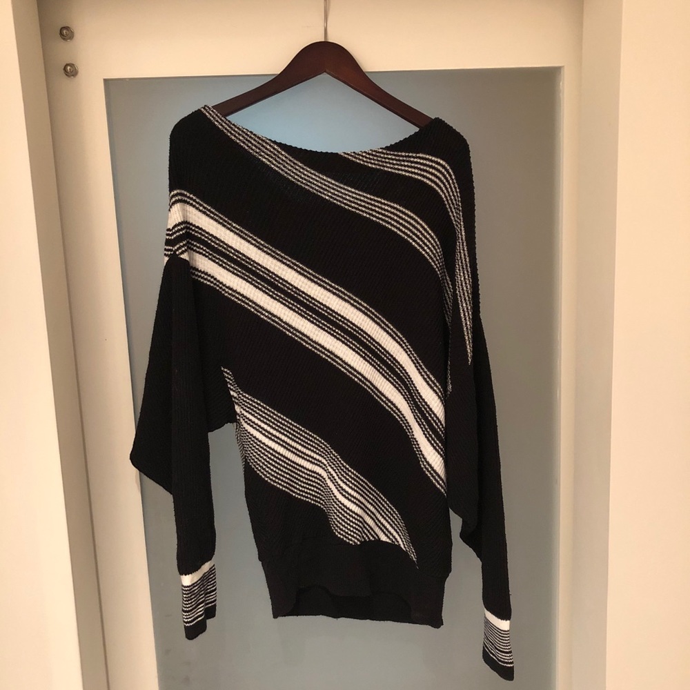Free People Black Striped Sweater